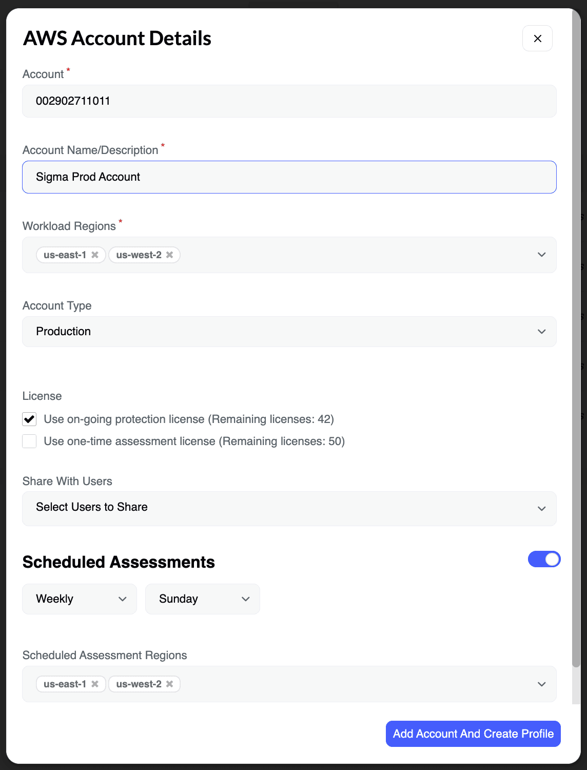 Add your AWS account details