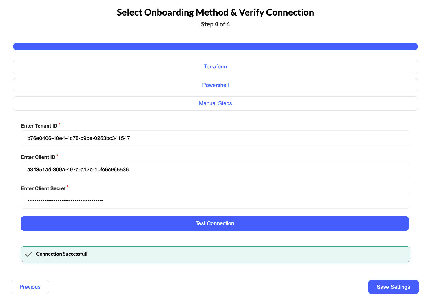 Verify connection
